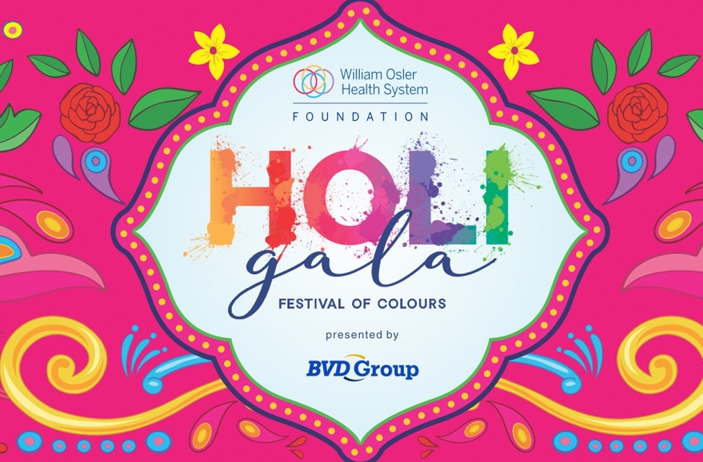 Bright colourful illustrations with the words 'HOLI gala'